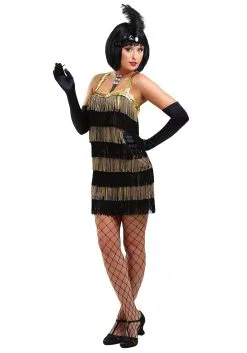 Fun Costumes Fringed Gold Flapper Costume
