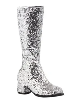Ellie Girls Silver Glitter Go-Go Boots