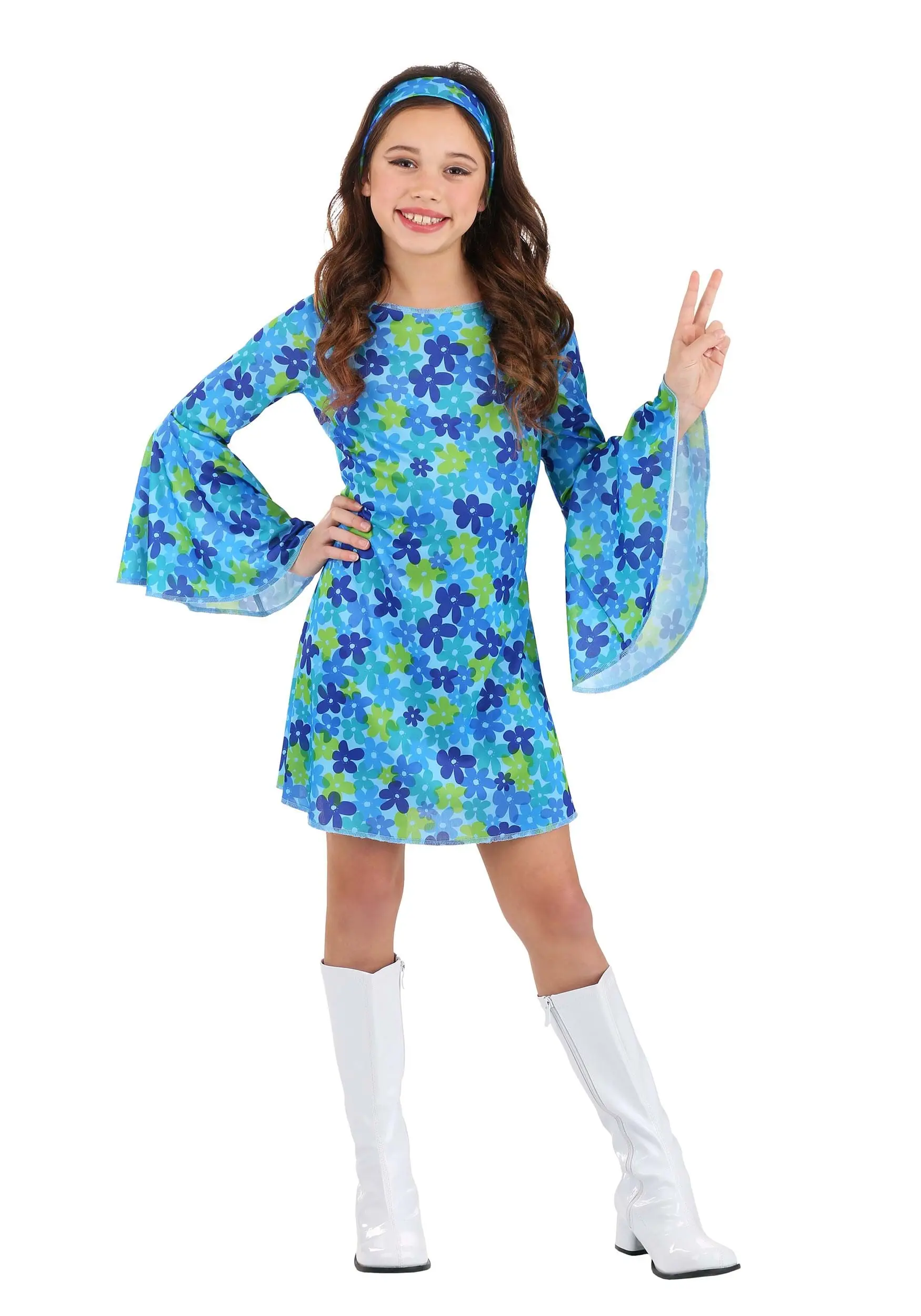 Fun Costumes Wild Flower 70s Costume Dress For Girls 3 Fun Costumes Wild Flower 70s Costume Dress For Girls
