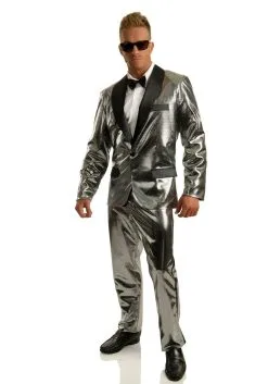 Charades Men's Silver Disco Ball Tuxedo Costume
