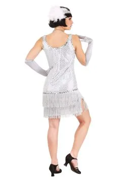 Fun Costumes Silver Plus Size Flapper Costume Dress -Deals Costumes Store silver plus size flapper costume dress alt1