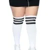 LEG AVENUE White Athletic Women's Plus Socks With Black Stripes -Deals Costumes Store womens plus white athletic socks with black stripe